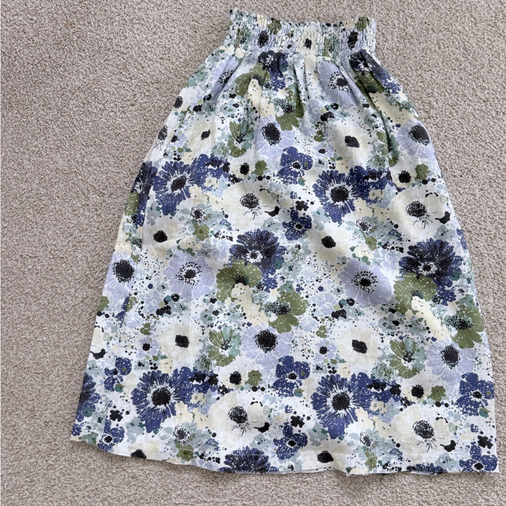 Garnet Hill Floral Skirt in Blue and Green